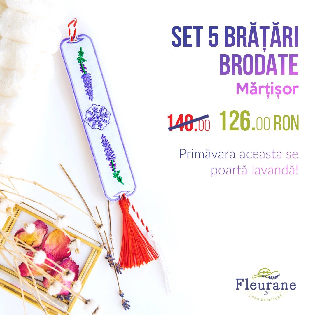 Set 5 bratari brodate cu design unic Fleurane 