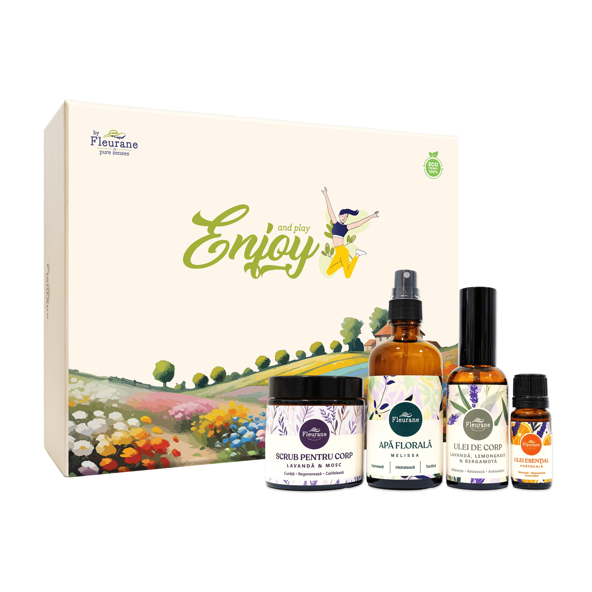 Set Cadou Enjoy - Cosmetice Naturale cu Lavandă, Portocală, Melissa si Lemongrass