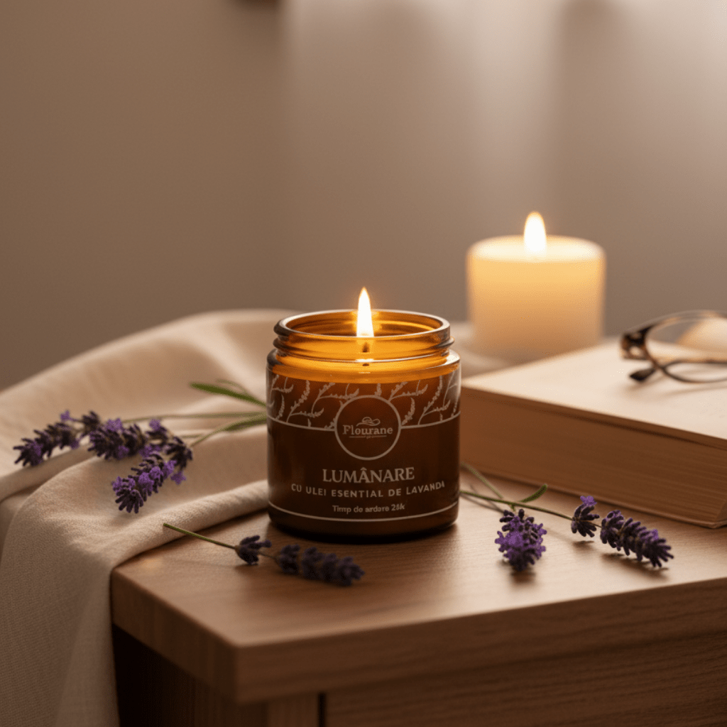 Lumanare parfumata cu ulei esential de lavanda