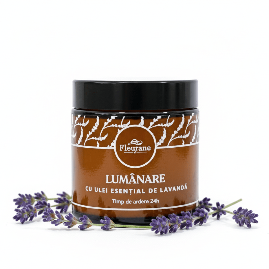 Lumanare parfumata cu ulei esential de lavanda 