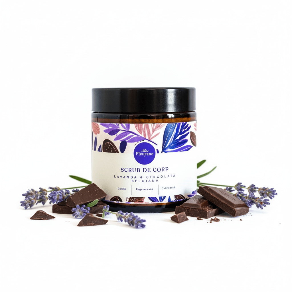 Scrub de Corp cu Lavanda & Ciocolata Belgiana – Exfoliere Delicata