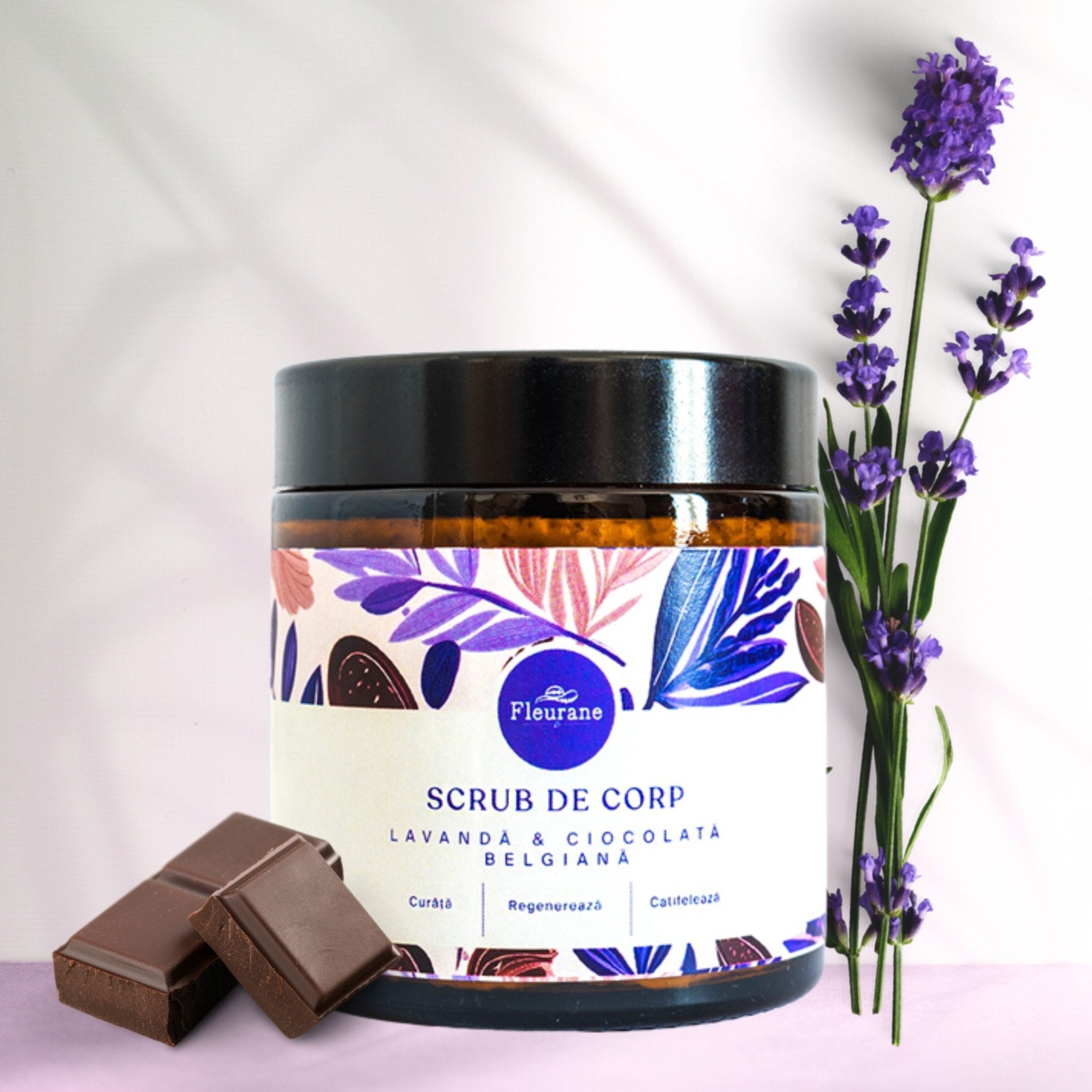 Scrub de Corp cu Lavanda & Ciocolata Belgiana – Exfoliere Delicata 