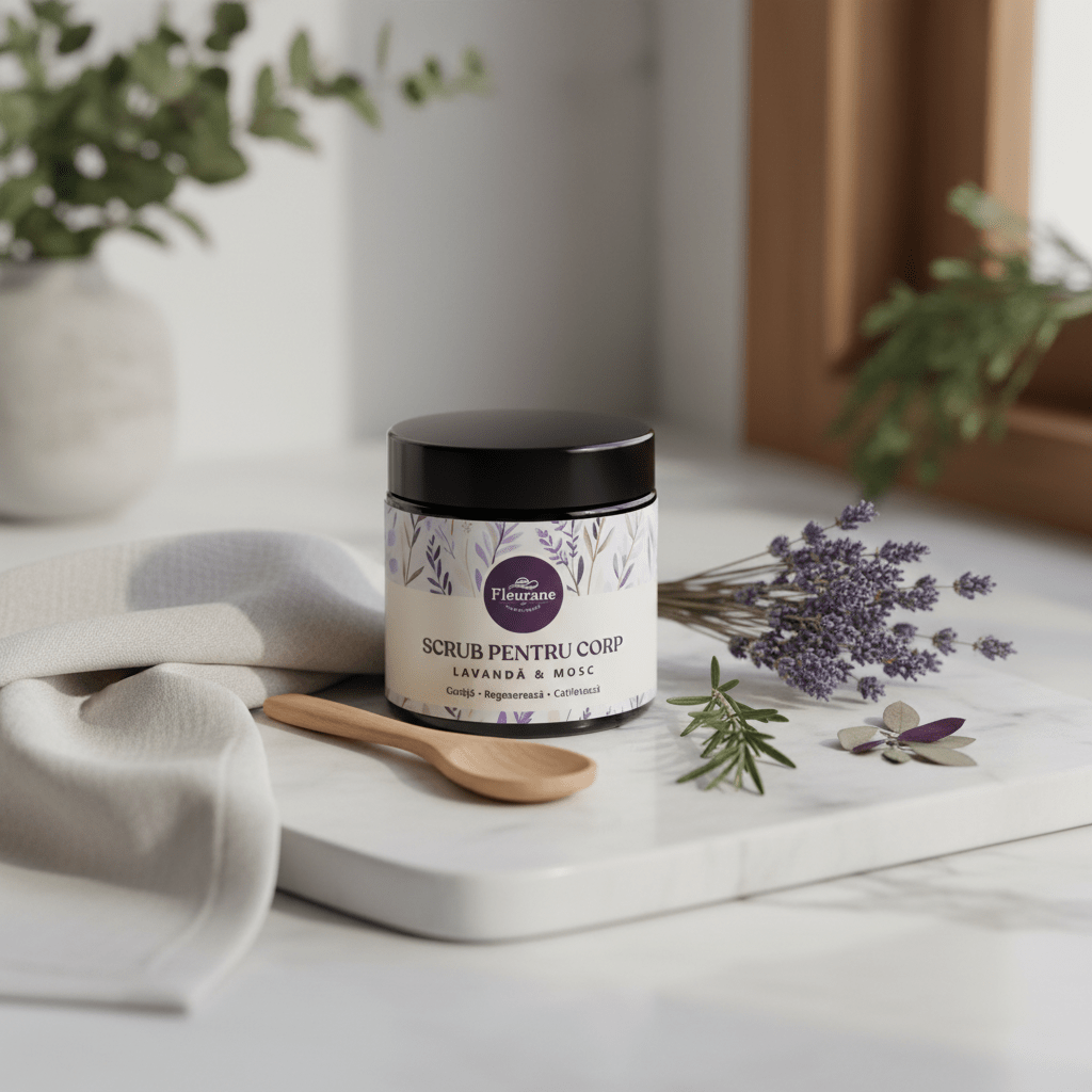 Scrub de Corp cu Lavanda & Mosc – Exfoliere si Relaxare 
