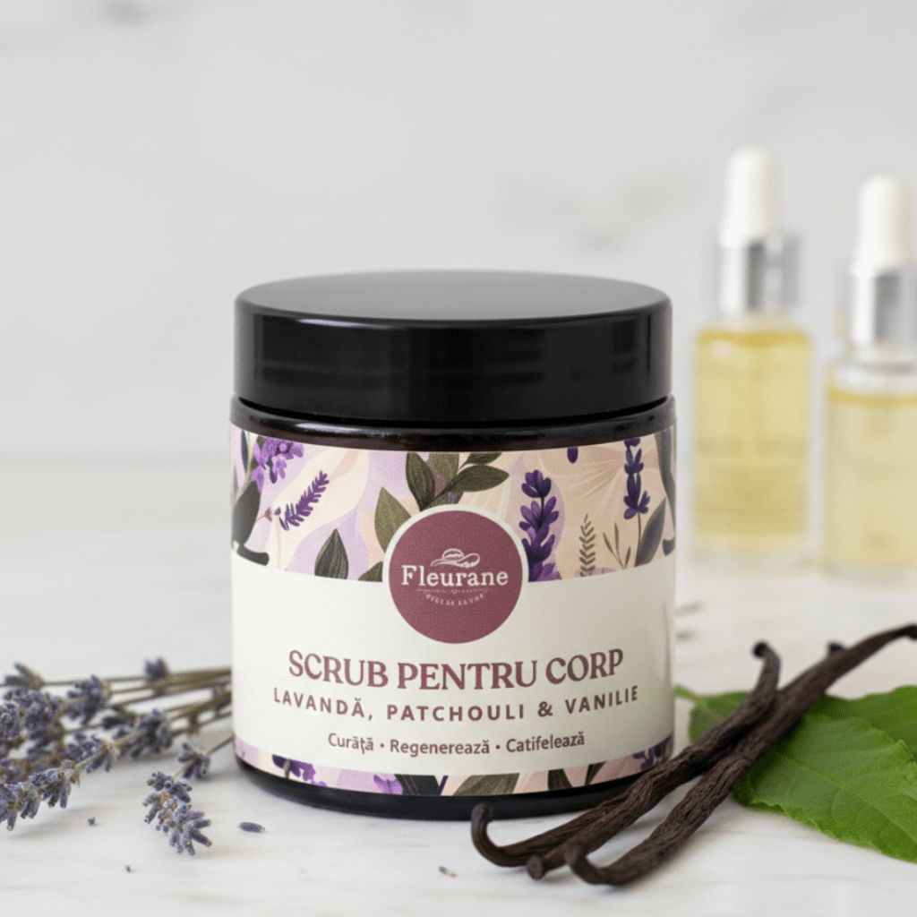 Scrub de Corp cu Lavanda & Patchouli & Vanilie - Exfoliere Aromată