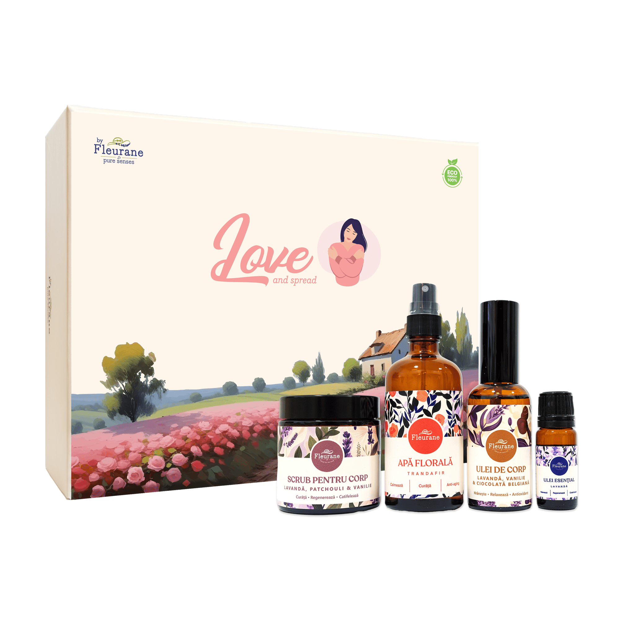 Set Cadou Love - Cosmetice Naturale cu Lavanda, Trandafir si Ciocolata 