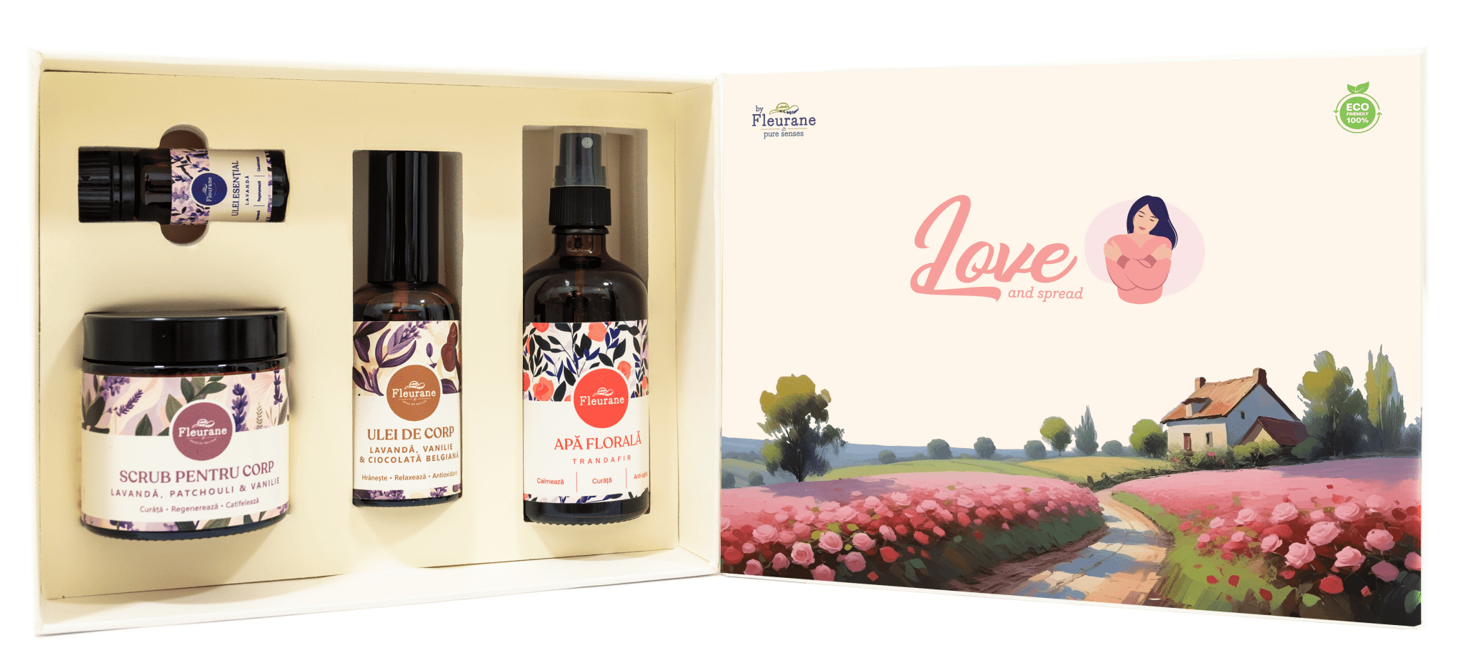 Set Cadou Love - Cosmetice Naturale cu Lavanda, Trandafir si Ciocolata 