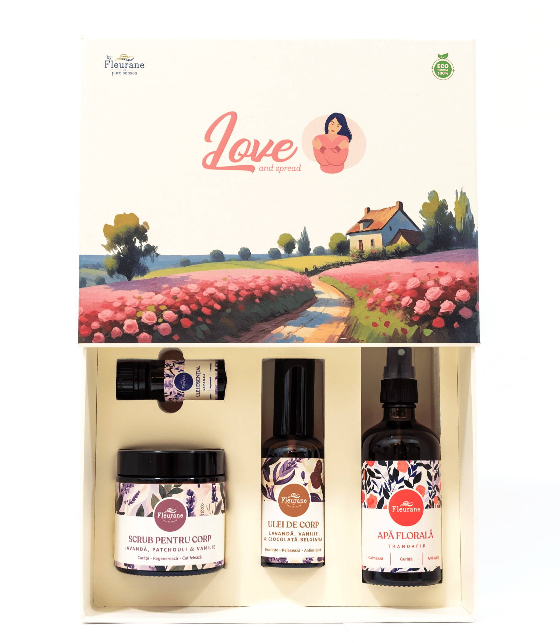 Set Cadou Love - Cosmetice Naturale cu Lavanda, Trandafir si Ciocolata 